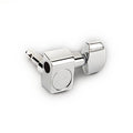 Chrome metal guitar tuning machine head with Fender logo on housing.