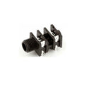 Black plastic 4-pin right-angle audio jack with metal connector contacts.