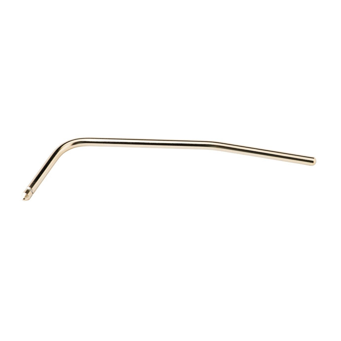 Gold-colored metal L-shaped guitar tremolo arm with a threaded end.