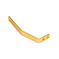Gold-colored metal L-shaped mounting bracket with two screws on one end.