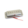Chrome guitar pickup with six screw pole pieces and red wire leads, branded Gretsch.