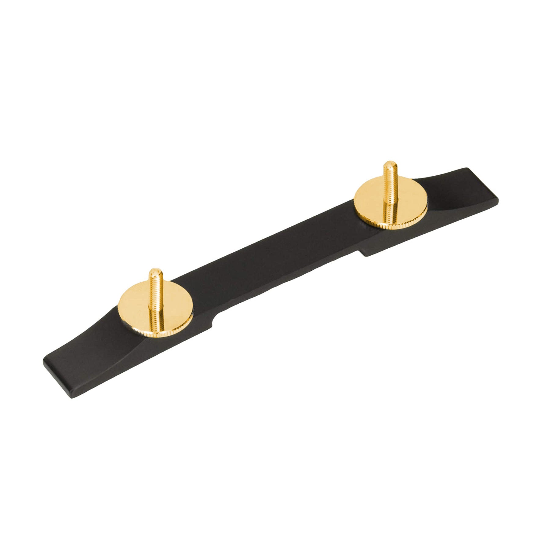 Black bridge base with two gold threaded posts on a white background.