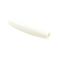 A vintage white, tapered, hollow plastic tremolo arm tip for a guitar.