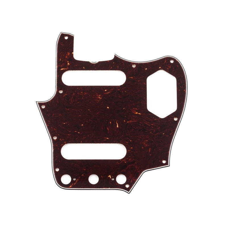 Brown tortoiseshell-style guitar pickguard with multiple cutouts for controls and pickups.
