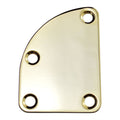 Gold-colored curved metal neck plate with four mounting holes.