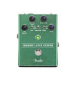 Green rectangular guitar effects pedal with knobs, toggle switches, footswitch, and Fender logo.