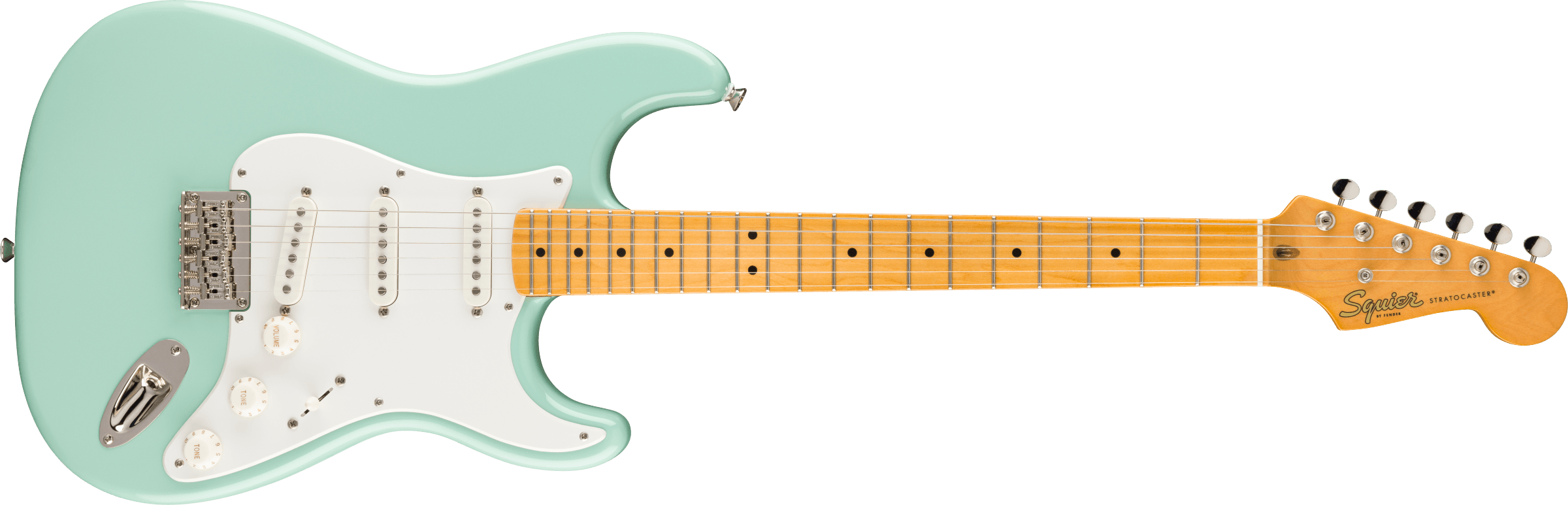 Squier Classic Vibe 50s Stratocaster HT Hard Tail Maple Fingerboard, Parchment Pickguard, Surf Green 0374008557