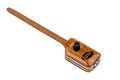 Wooden guitar pickup with a long wooden extension, black control knob, and metal jack input.