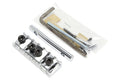 Chrome locking nut with multiple black components and an Allen wrench in clear packaging
