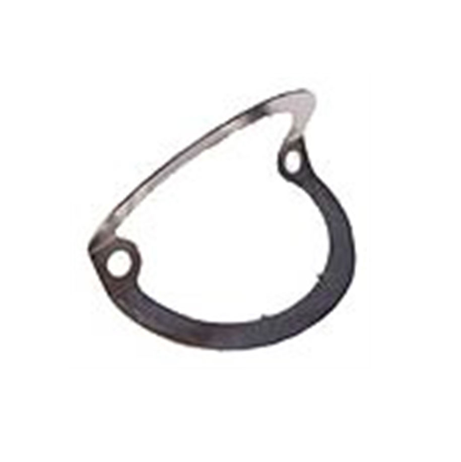 Single metal clip with two mounting holes on a white background.