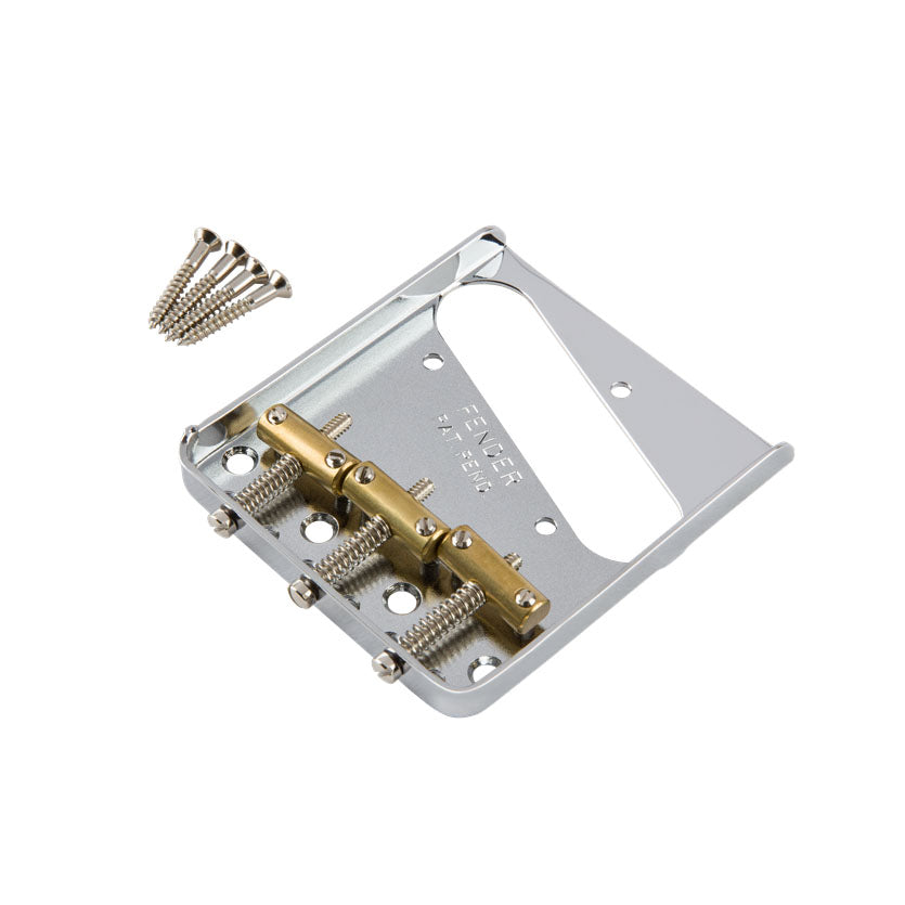 Fender® 3-Saddle American Vintage Tele Bridge Assembly Brass Saddles – Chrome