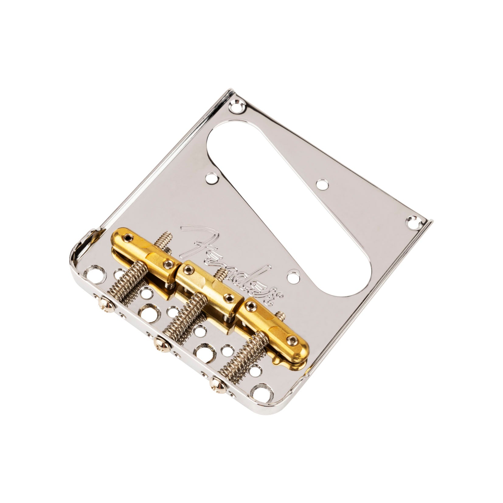 Fender® 3-Saddle Top-Load/String-Through Tele® Bridge with Compensated Brass “Bullet” Saddles