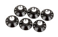 Six black and silver skirted rotary control knobs numbered 1 to 10 arranged on a white background.