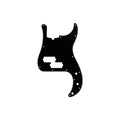 Black plastic guitar pickguard with 13 holes and cutouts, shown isolated on white background.