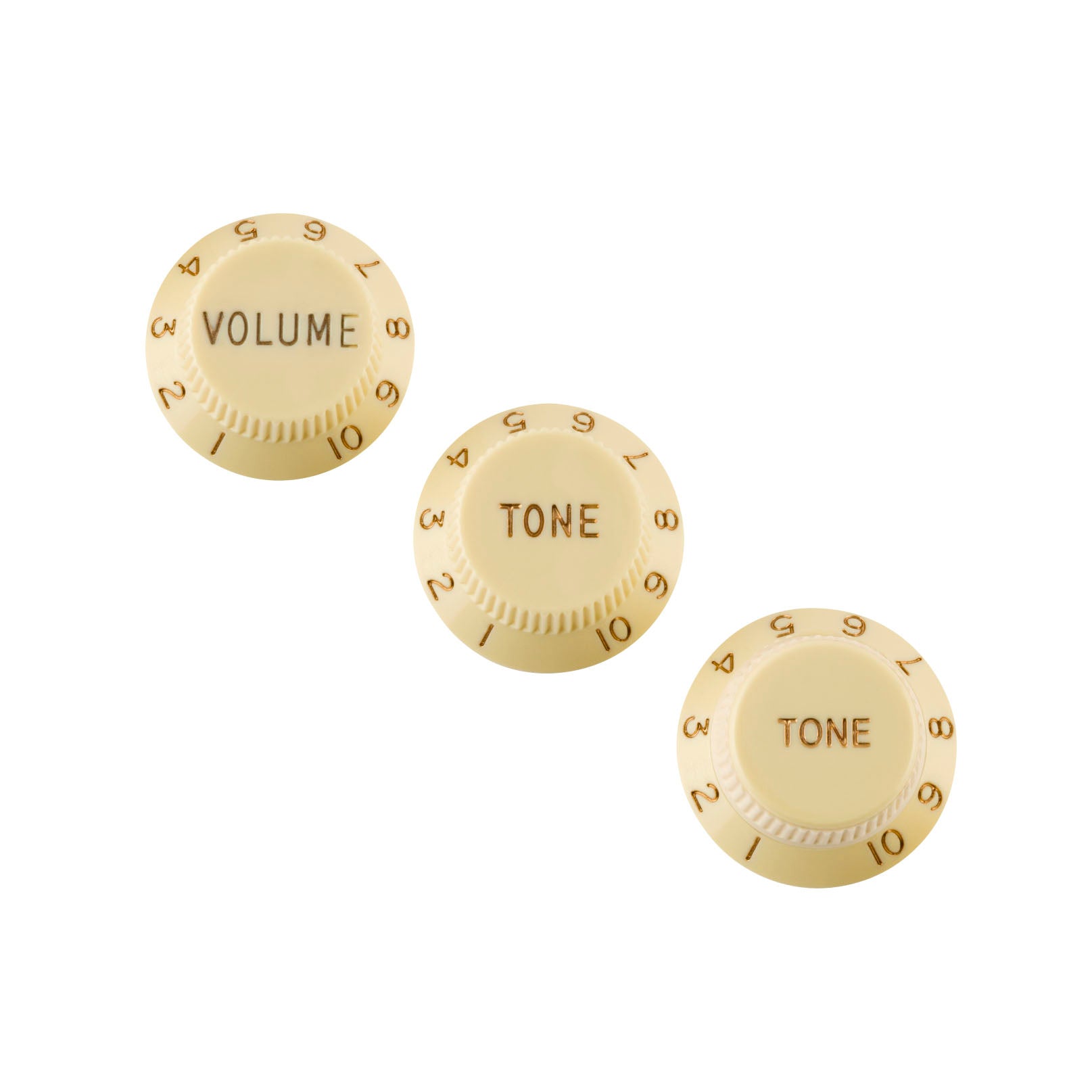 Fender® Stratocaster® Knobs, Aged White – Left-Handed