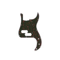 Black and red tortoiseshell style guitar pickguard with multiple screw holes and cutouts for pickups and controls.