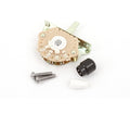 Rotary selector switch with two knobs and two screws on white background.