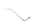 Chrome metal tremolo arm with a white plastic tip on a white background.