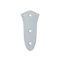 Silver metal control plate with five mounting holes on a white background.