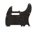 Dark gray sparkle guitar pickguard with multiple mounting holes and cutouts on a white background.