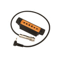 Black and brown acoustic guitar soundhole pickup with cable and XLR style and 3.5mm connectors