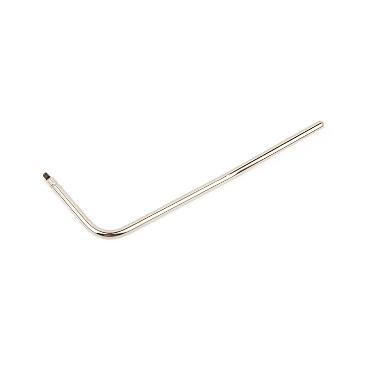 Chrome metal tremolo arm with a bent L shape and screw-threaded end.