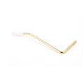 Gold-colored tremolo arm with a white plastic tip on a white background.