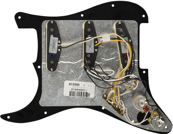 Fender® Pre-Wired Strat® Pickguard, Custom Shop Fat 50’s SSS, 11 Hole, B/W/B