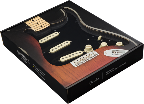 Fender® Pre-Wired Strat® Pickguard, Custom Shop Fat 50’s SSS, 11 Hole, B/W/B