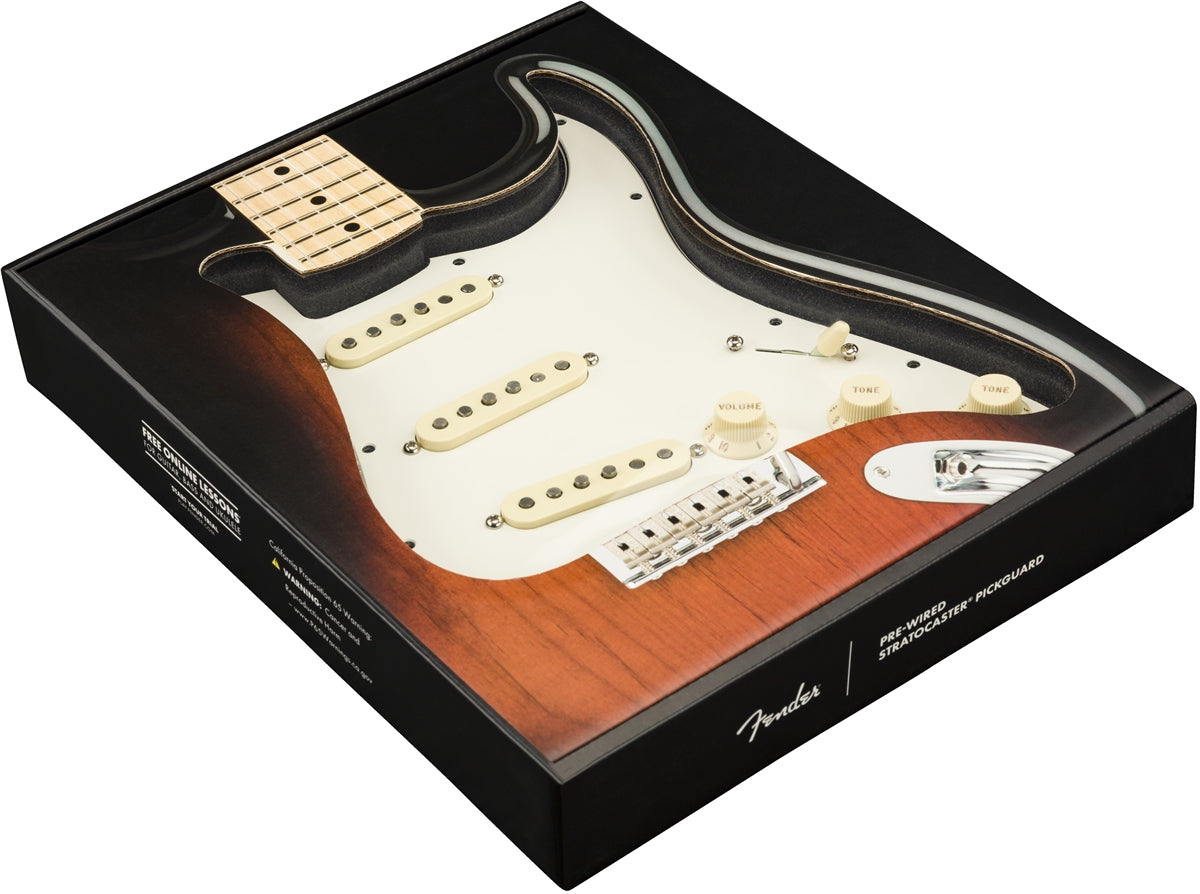 Fender® Pre-Wired Strat® Pickguard, Custom Shop Fat 50’s SSS, 11 Hole, Parchment