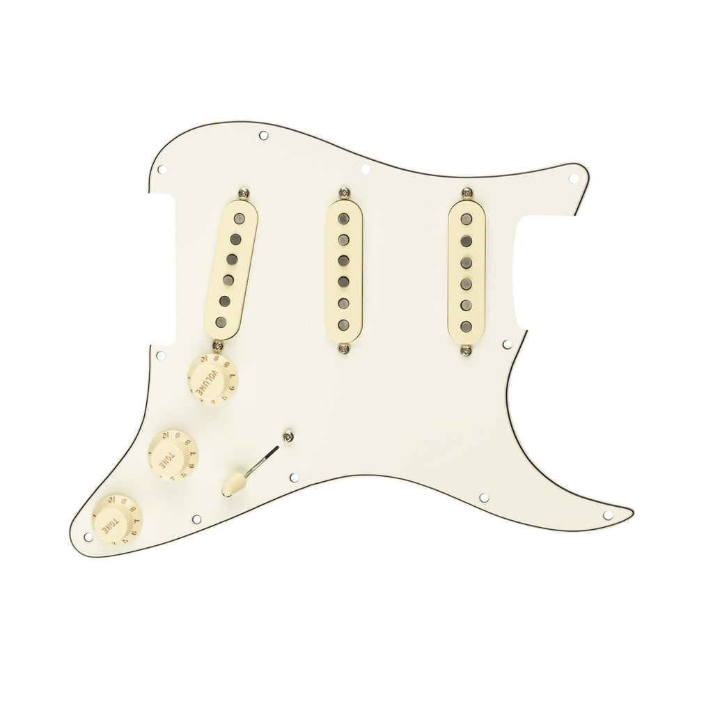 Fender® Pre-Wired Strat® Pickguard, Custom Shop Fat 50’s SSS, 11 Hole, Parchment