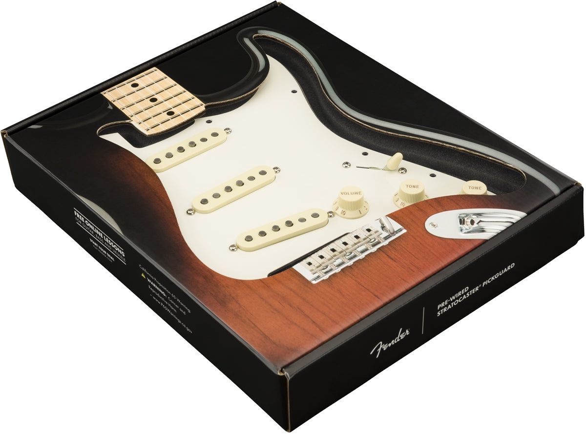 Fender® Pre-Wired Strat® Pickguard, Custom Shop Custom ’69 SSS, 11 Hole, Parchment