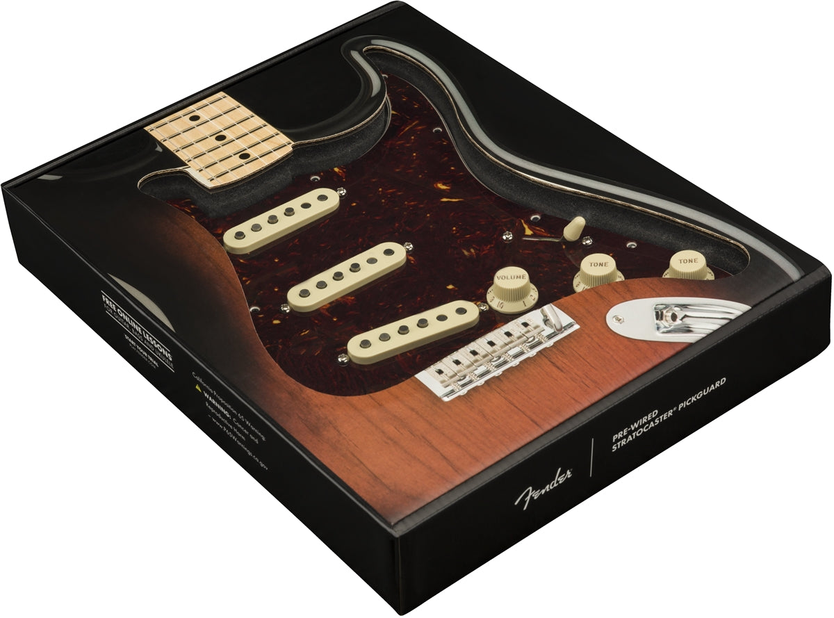 Fender® Pre-Wired Strat® Pickguard, Tex-Mex SSS, 11 Hole, Tortoise Shell
