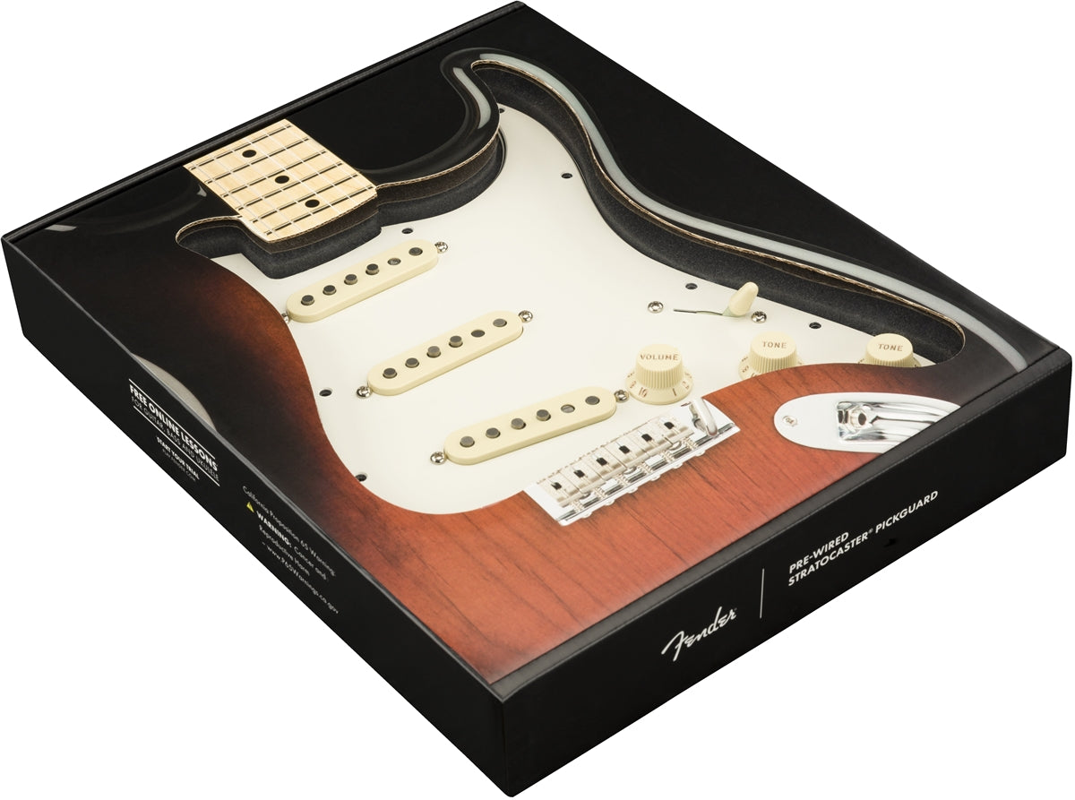 Fender® Pre-Wired Strat® Pickguard, Tex-Mex SSS, 11 Hole, Parchment