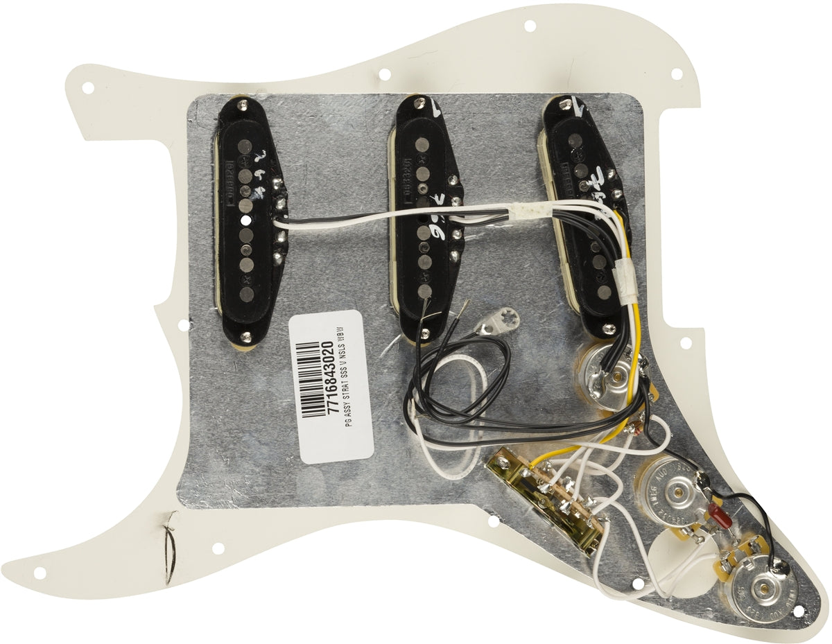 Fender® Pre-Wired Strat® Pickguard, Vintage Noiseless SSS, 11 Hole, Parchment