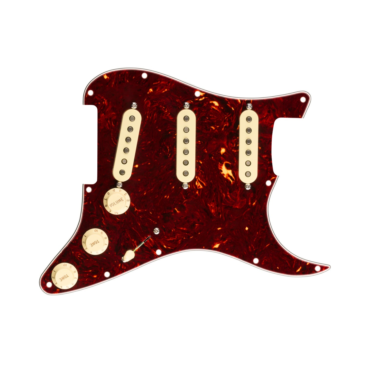 Fender® Pre-Wired Strat® Pickguard, Original ’57/’62 SSS, 11 Hole, Tortoise