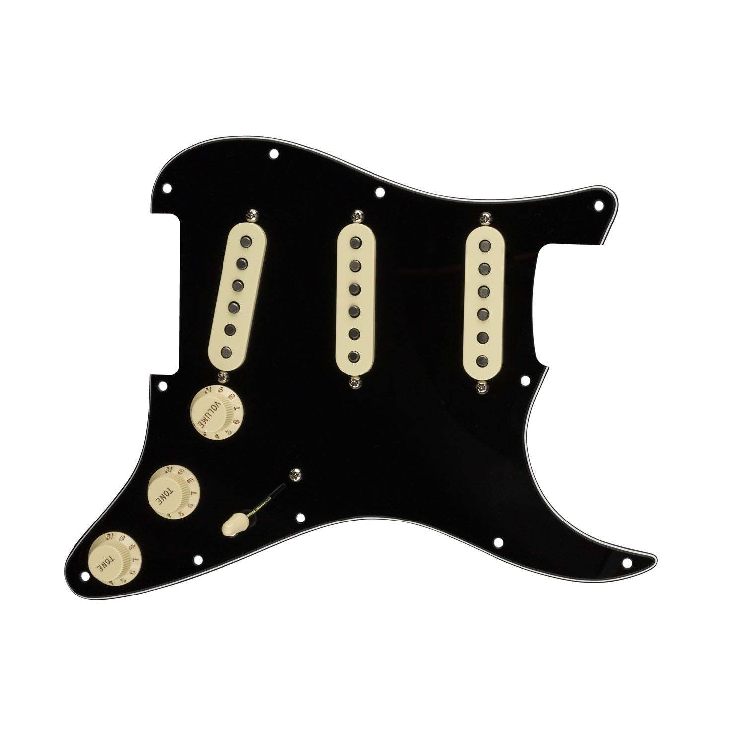 Fender® Pre-Wired Strat® Pickguard, Original ’57/’62 SSS, 11 Hole, BWB
