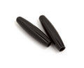 Two black plastic caps shaped for attachment, shown on white background.