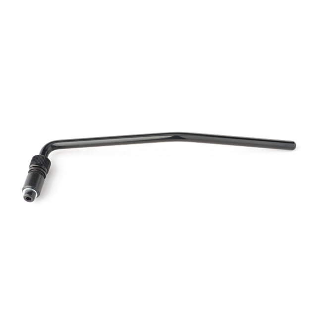Black metal tremolo arm with a threaded connector and knurled adjustment ring on one end.