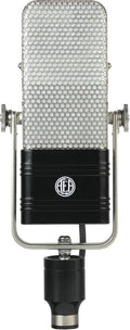 Silver and black vintage-style microphone with honeycomb grille and AEA logo on black body.