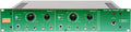 Front panel of a green dual-channel audio preamplifier with knobs, switches, and jack inputs labeled VSP-2