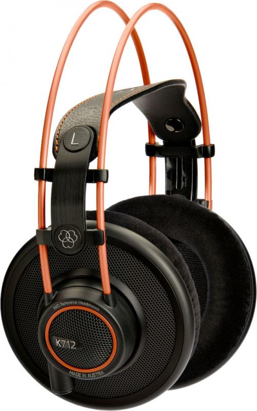 Black and orange over-ear headphones with large cushioned ear cups and a dual metal headband frame.