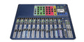 Top view of a Soundcraft Si Expression digital audio mixer with multiple faders, knobs, and control buttons.