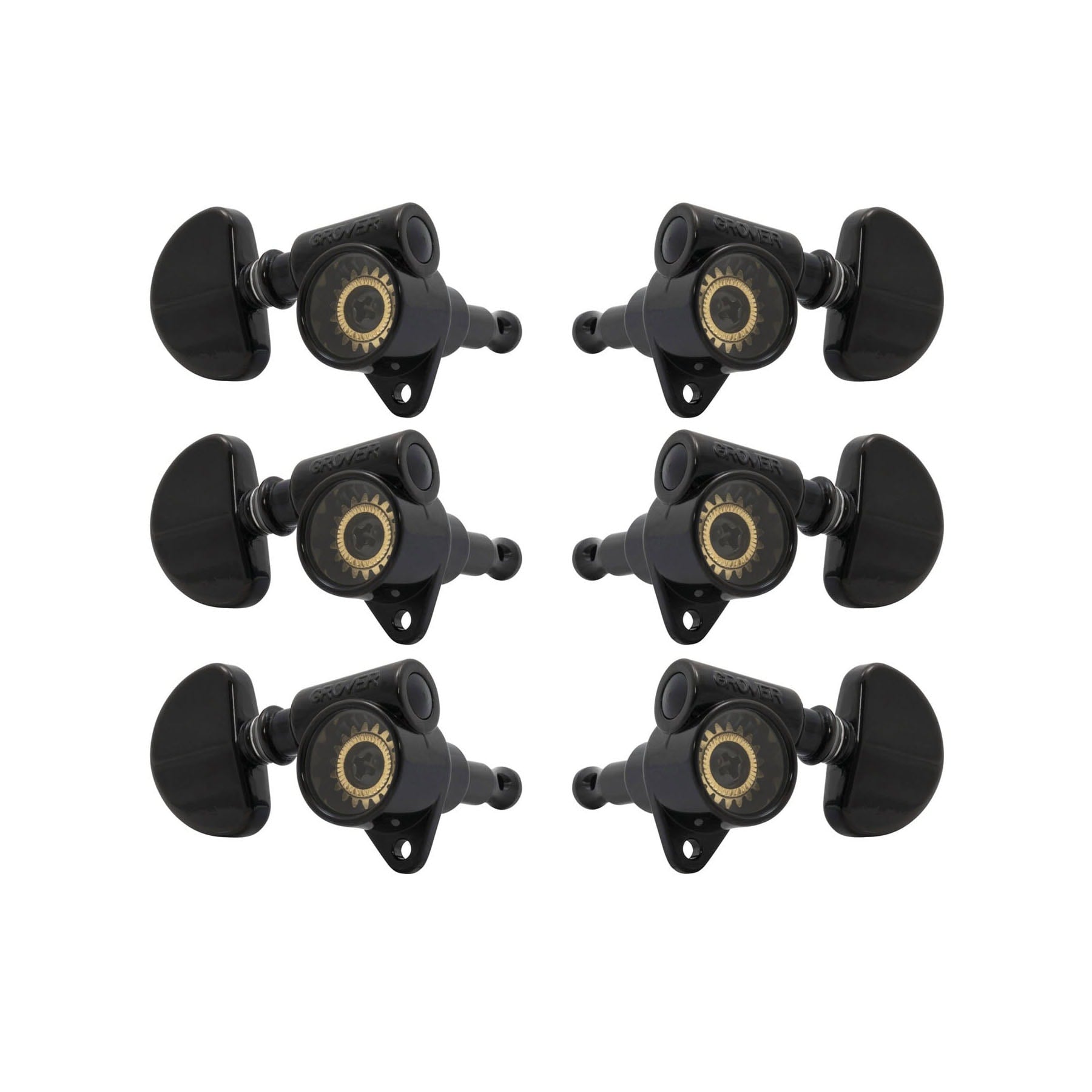 Grover 102SVBC Rotomatic Black Chrome Skeleton View Machine Heads 3+3 – Original “Milk Bottle” Style