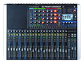 Top view of a Soundcraft Si Performer digital mixing console with multiple faders, knobs, buttons, and a color display screen.