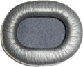 Oval black and gray ear pad cushion likely for headphones shown on a white background.