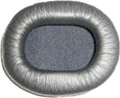Oval black and gray ear pad cushion likely for headphones shown on a white background.