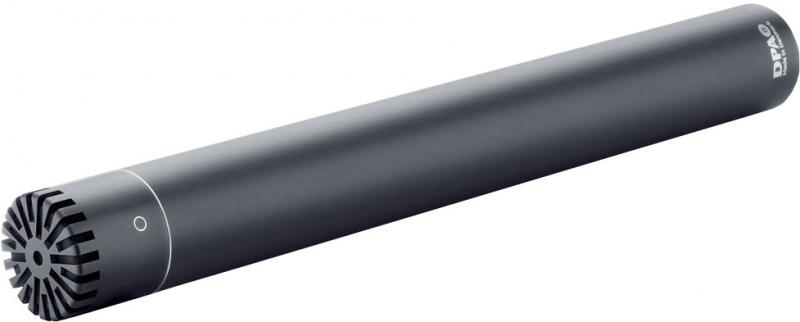 Black cylindrical microphone with grille on one end and XLR connector on the other end.