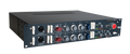 Two-channel audio rack unit with multiple knobs, buttons, combo input jacks, and LED indicators on the front panel.