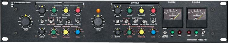 Audio signal processor with multiple knobs, switches, meters, and LED indicators on its front panel.